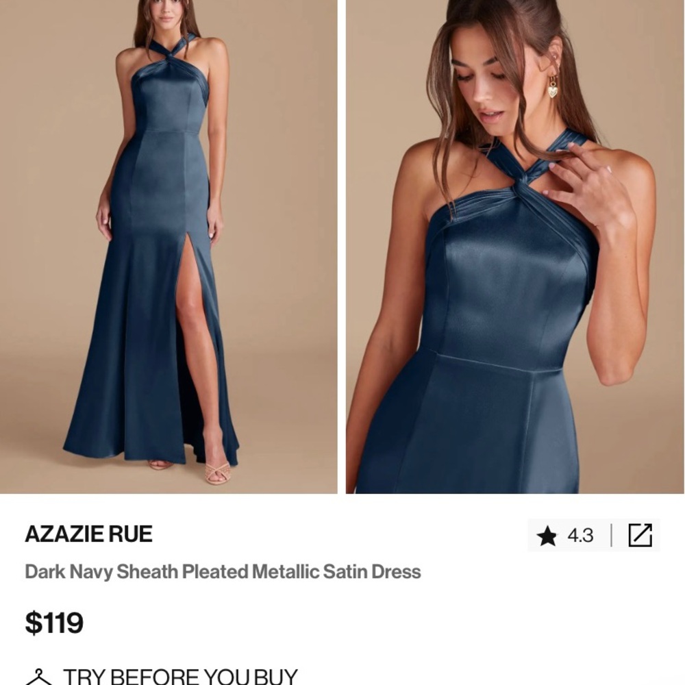 Azazie Blue Halter Slit Maxi Dress